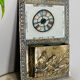 Art Nouveau mail rack in brass repelled beveled mirror early twentieth century
