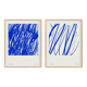Pair of blue line prints, abstract wall art set of two, 50x70cm