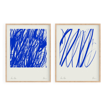 Paire d'impressions de lignes bleues, ensemble d'art mural abstrait de deux, 50x70cm