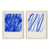 Pair of blue line prints, abstract wall art set of two, 50x70cm