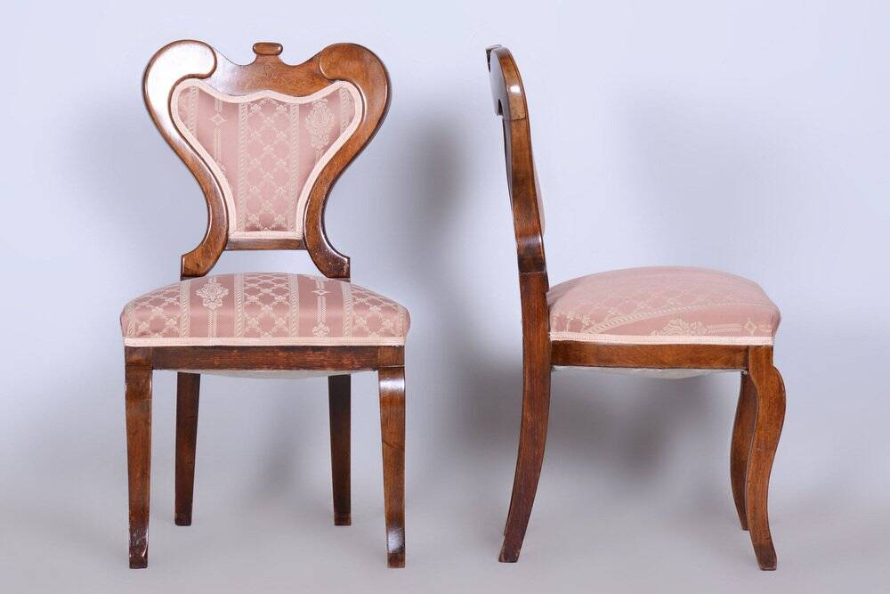 Biedermeier Oak Seating Set in Walnut, Austria, 1840s, Set of 5