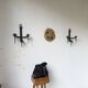 Wrought iron candle holders 1900 brutalist sconces