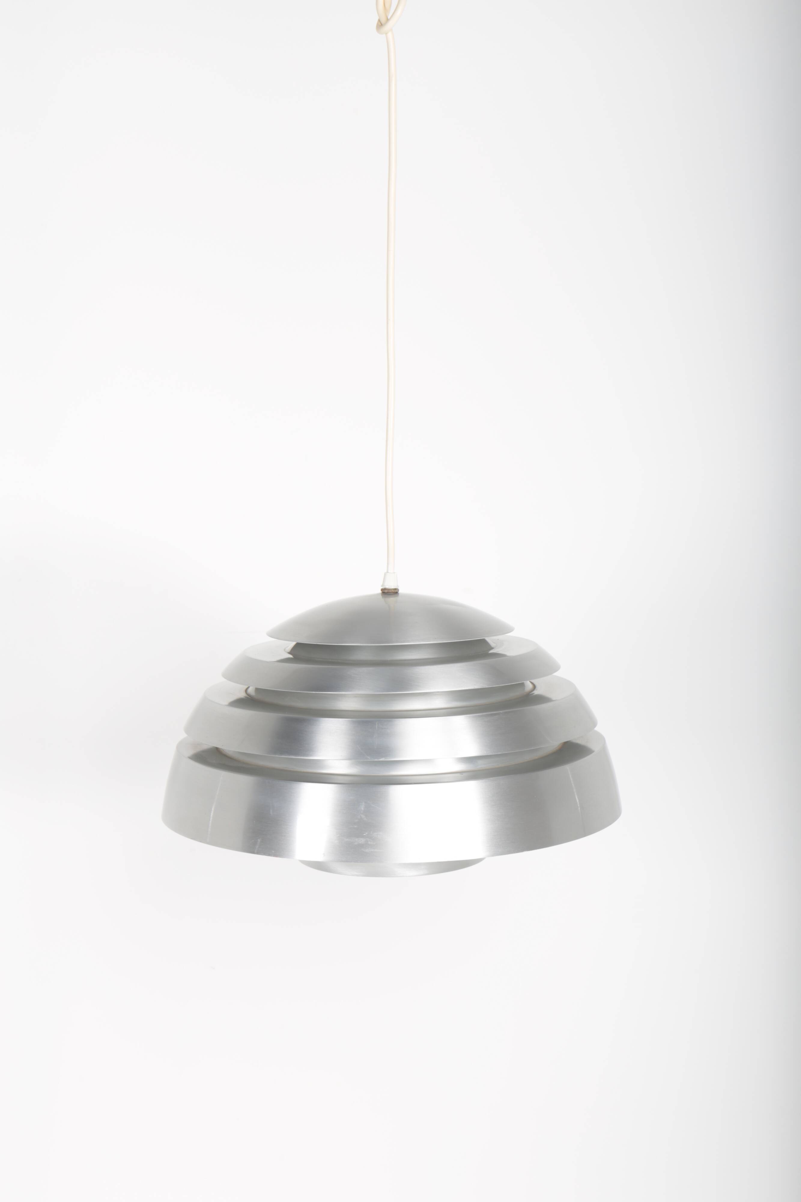 Vintage pendant light with brushed aluminum slats, 1970s
