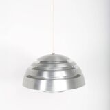 Vintage pendant light with brushed aluminum slats, 1970s
