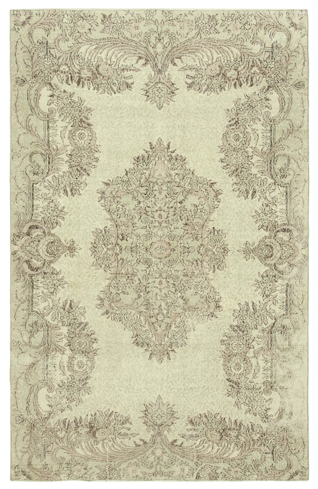 Tapis beige anatolien tissé à la main 202 cm x 312 cm