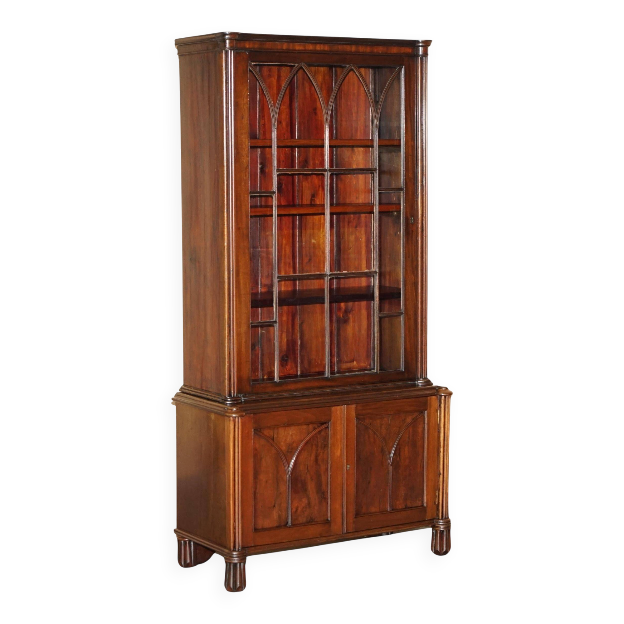 Astral glass library in Gothic Revival style, early Victorian.