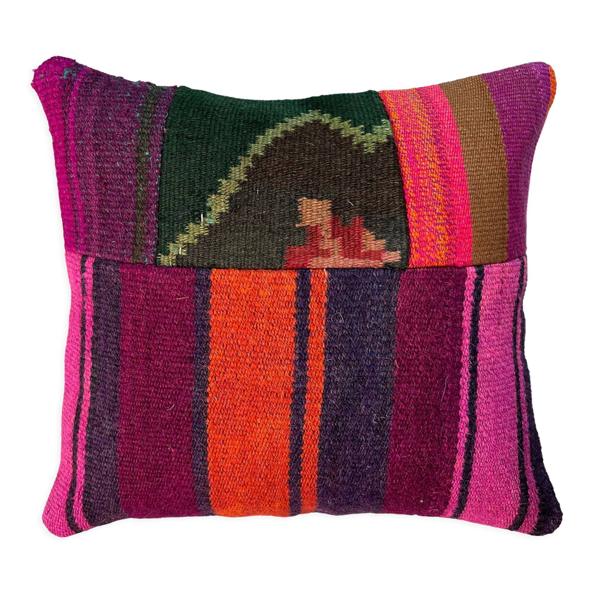 Vintage turkish kilim cushion cover 40 x 40 cm