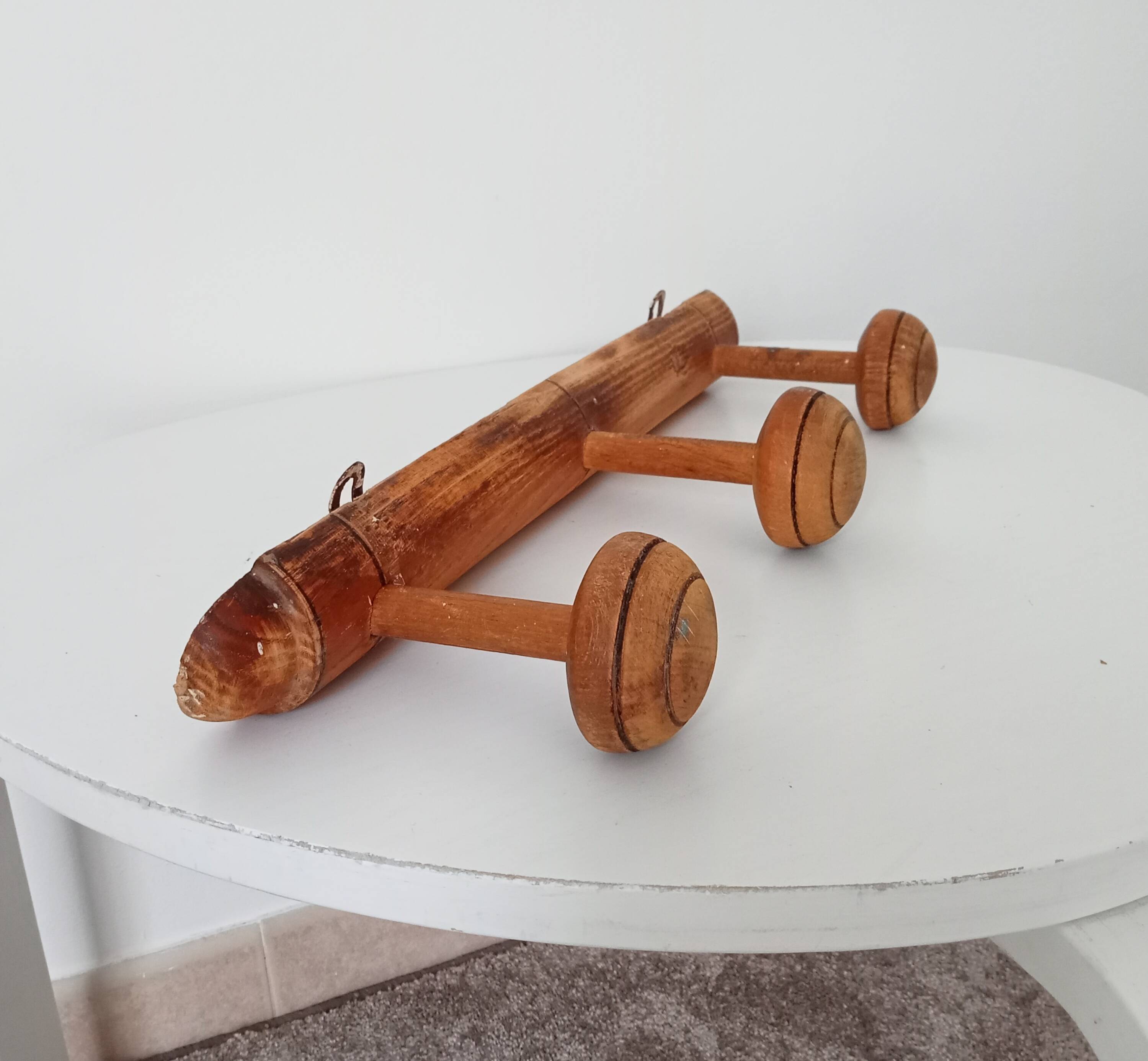 Vintage popular art wall coat rack from the 1950s
