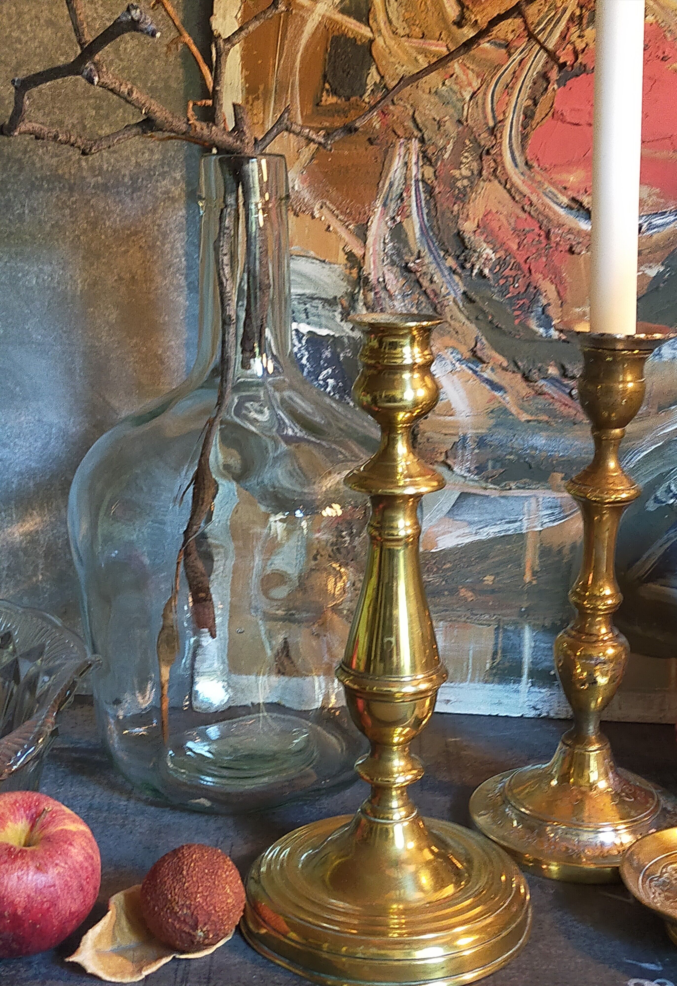Old solid brass candle holder
