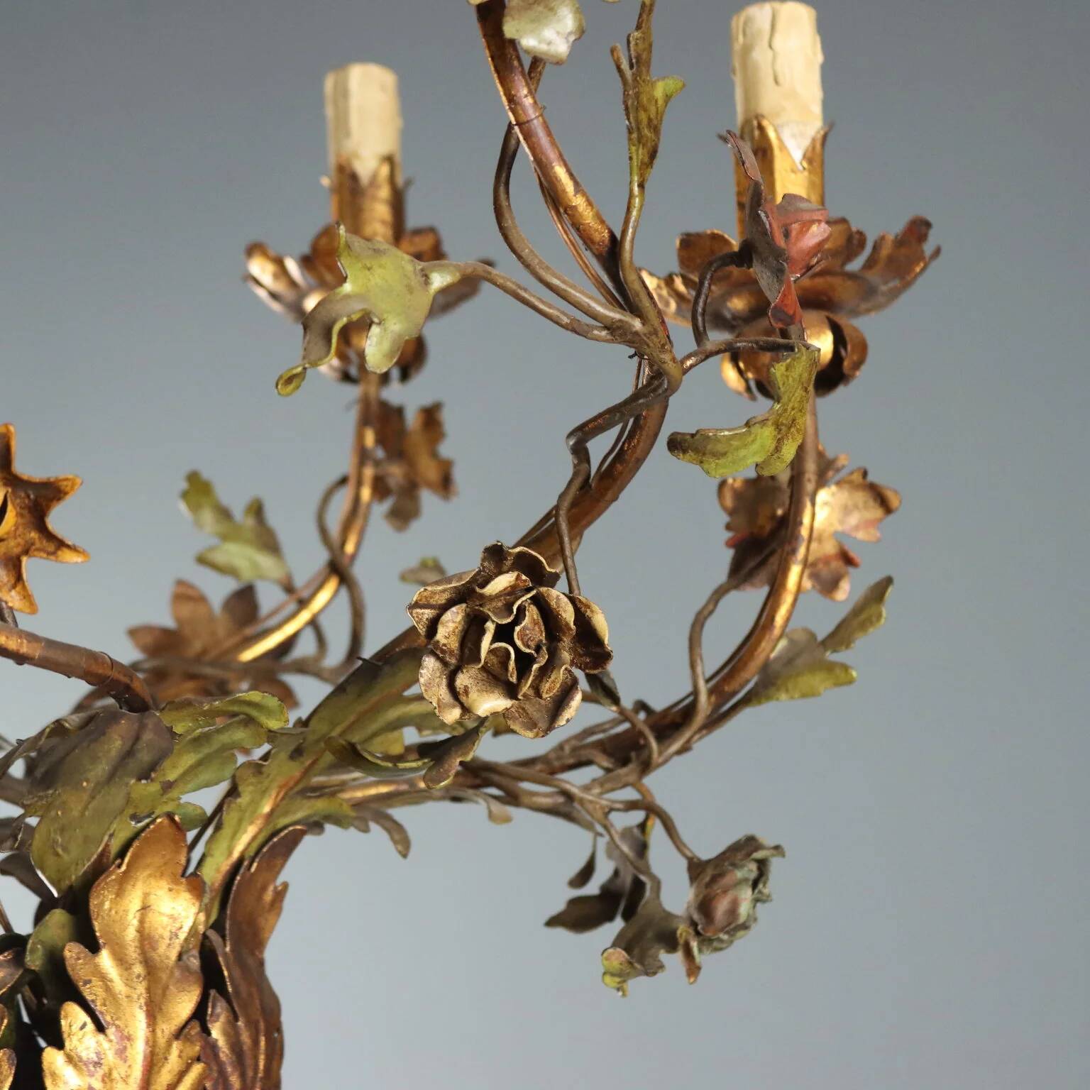 Antique neoclassical candelabrum in wood and iron, Italy, 19th century
