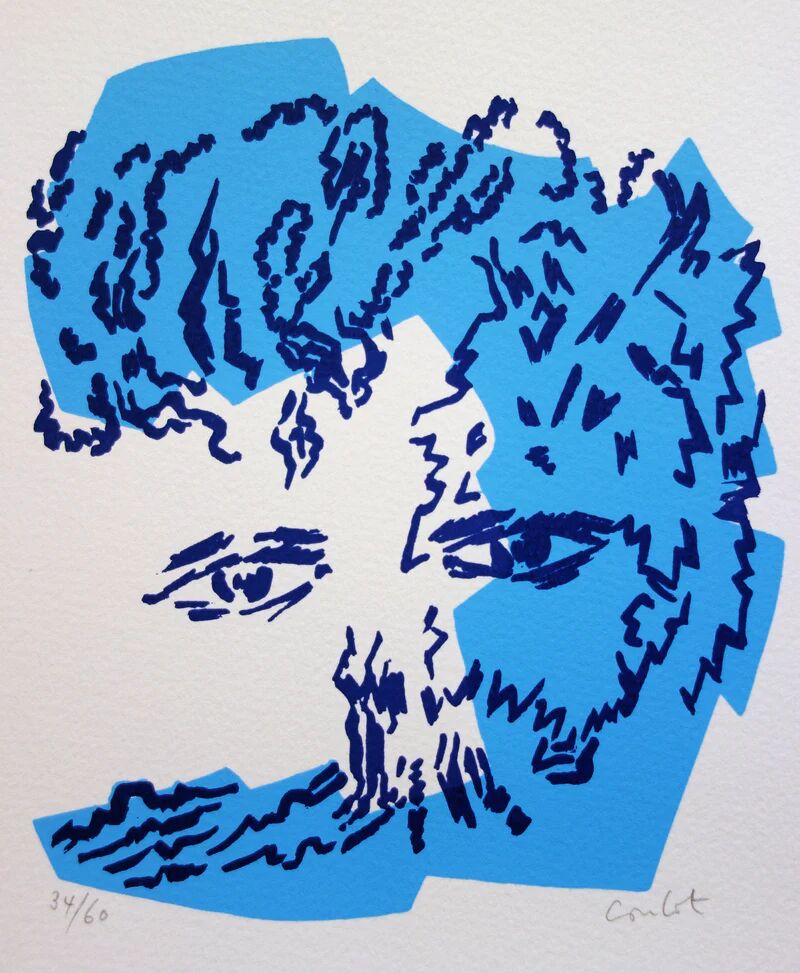 Jean coulot: benevolent gaze, original signed silkscreen print.