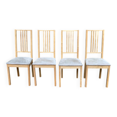 4 chaises à manger scandinaves bois massif bouleau clair