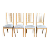 4 Scandinavian dining chairs in light birch solid wood.