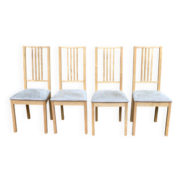 4 chaises à manger scandinaves bois massif bouleau clair