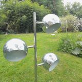 Lampadaire 3 boules éclairage vintage 1970 inox