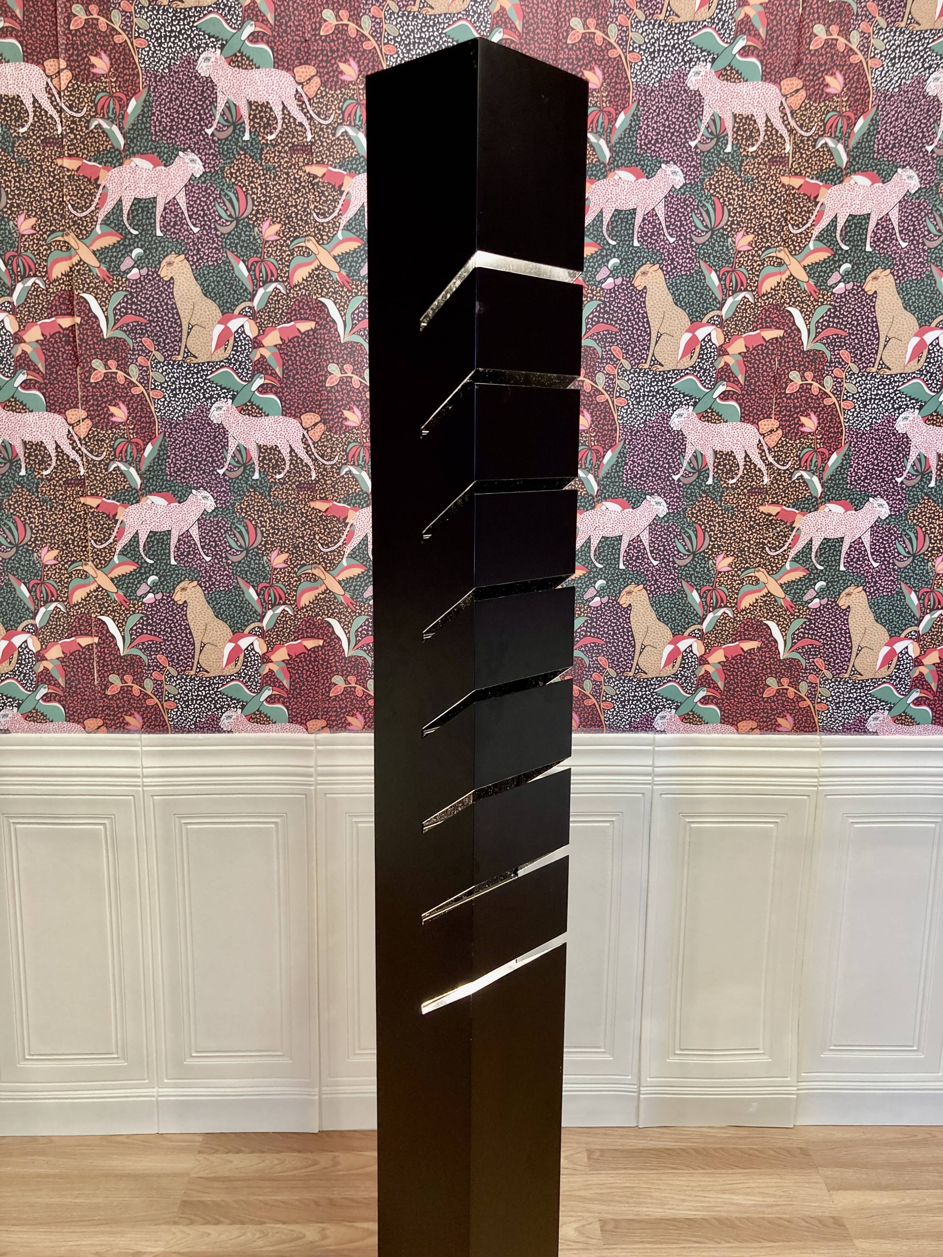 Black steel floor lamp