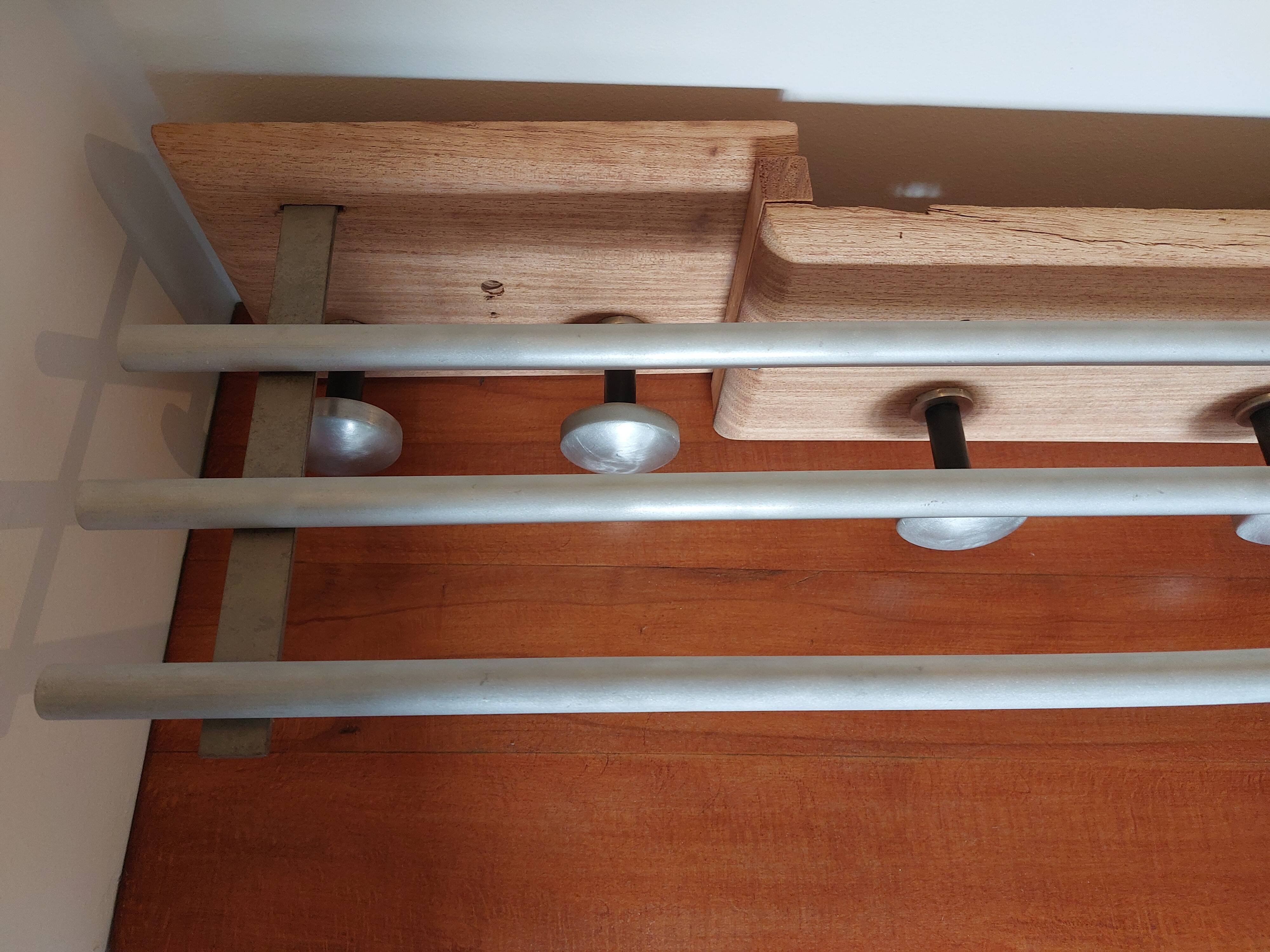 coat rack, sandblasted wooden and metal coat hooks