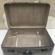 Old suitcase travel fibroc gray white trunk + vintage metal cove