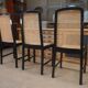 Set of 6 Vintage caned chairs in black lacquered wood, original 1970