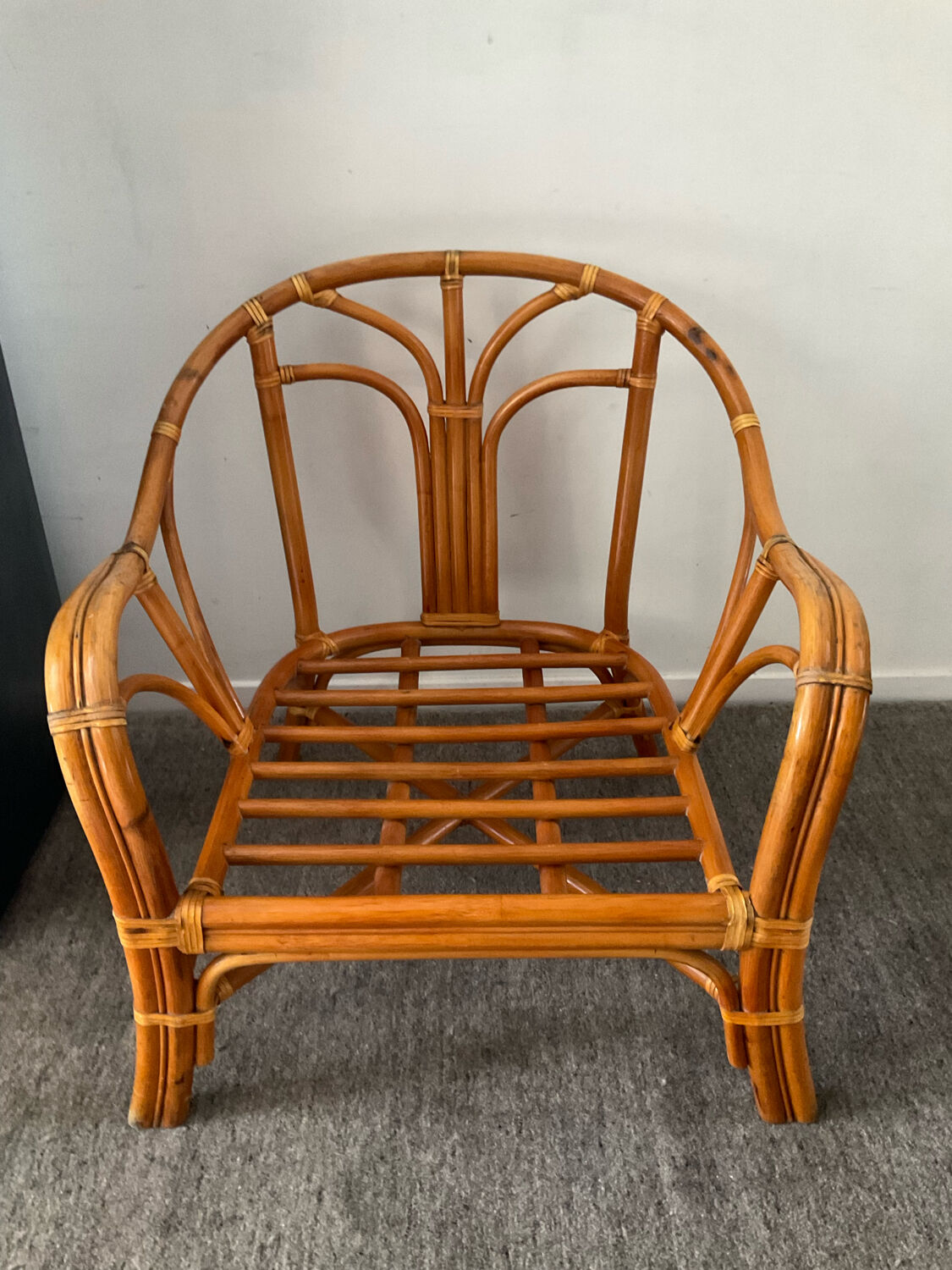 Vintage rattan armchair 70s