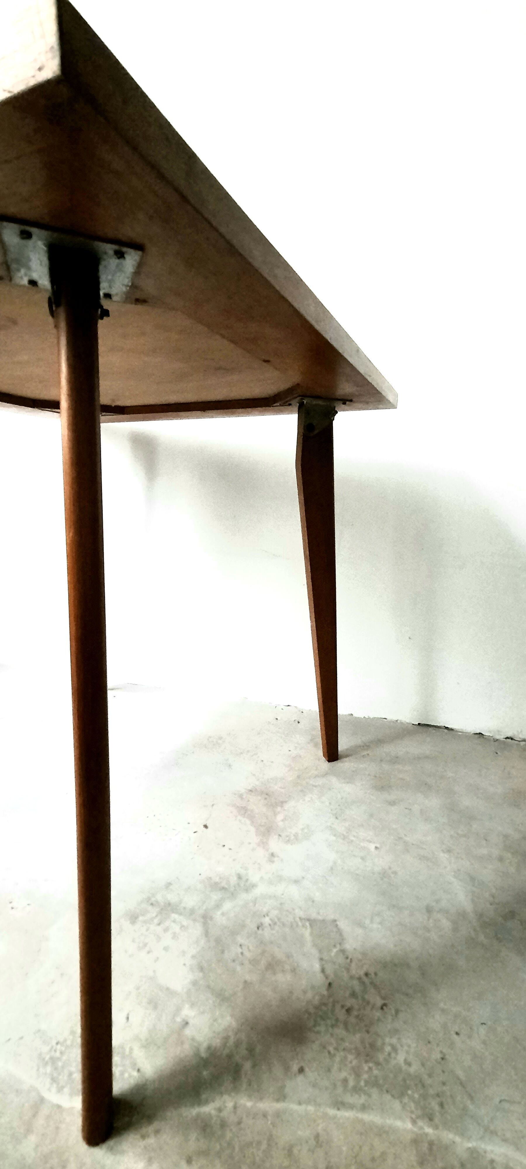 Oak Foldable Games Table - Profiled Compass Feet - Vintage 50s / 60s