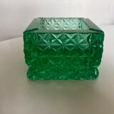 Cendrier pavé de verre taillé diamant vert 1980