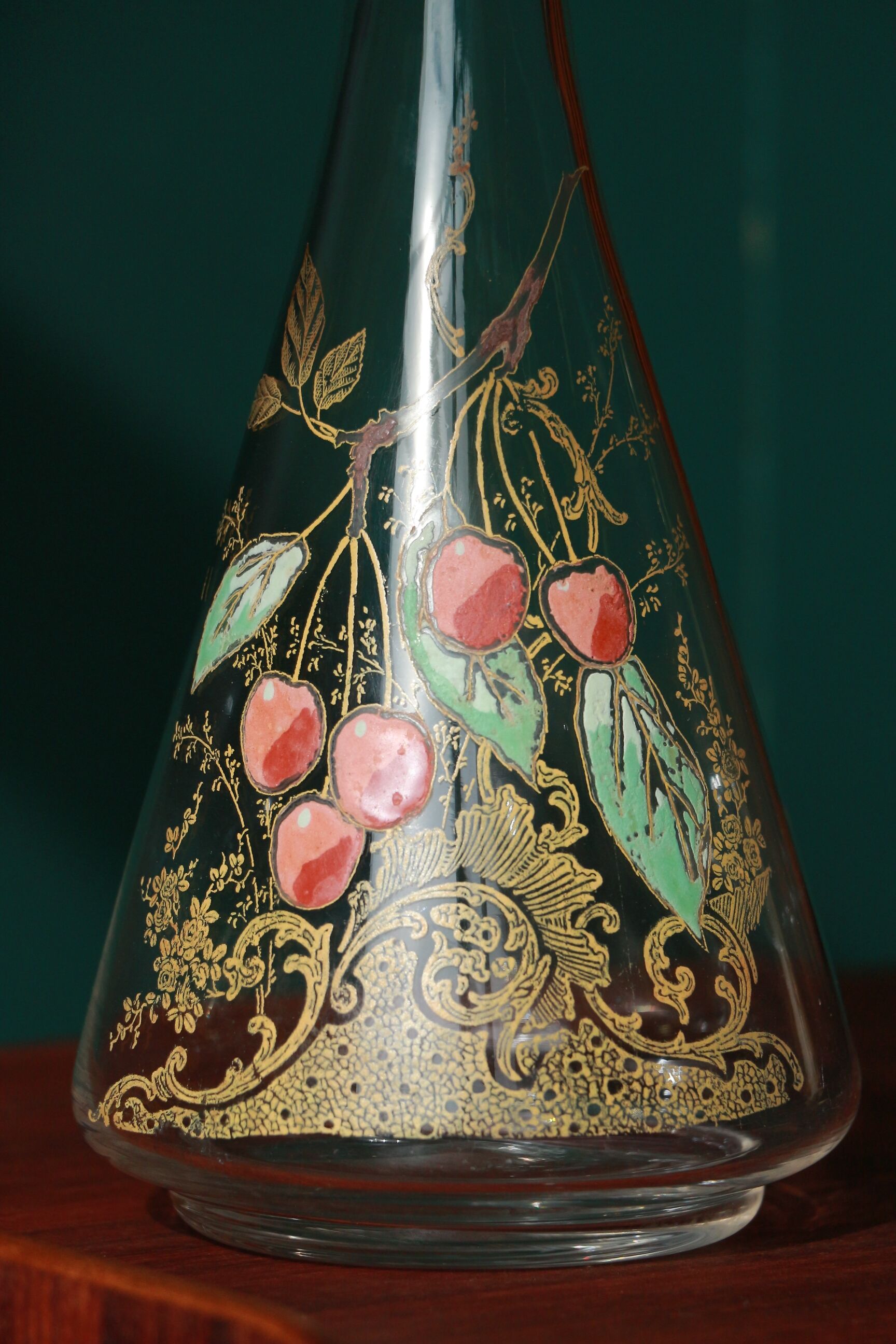 Liquor decanter - cherry decoration - art nouveau - Legras
