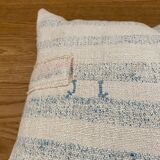 Cushion in old woven kilim style canvas, patched