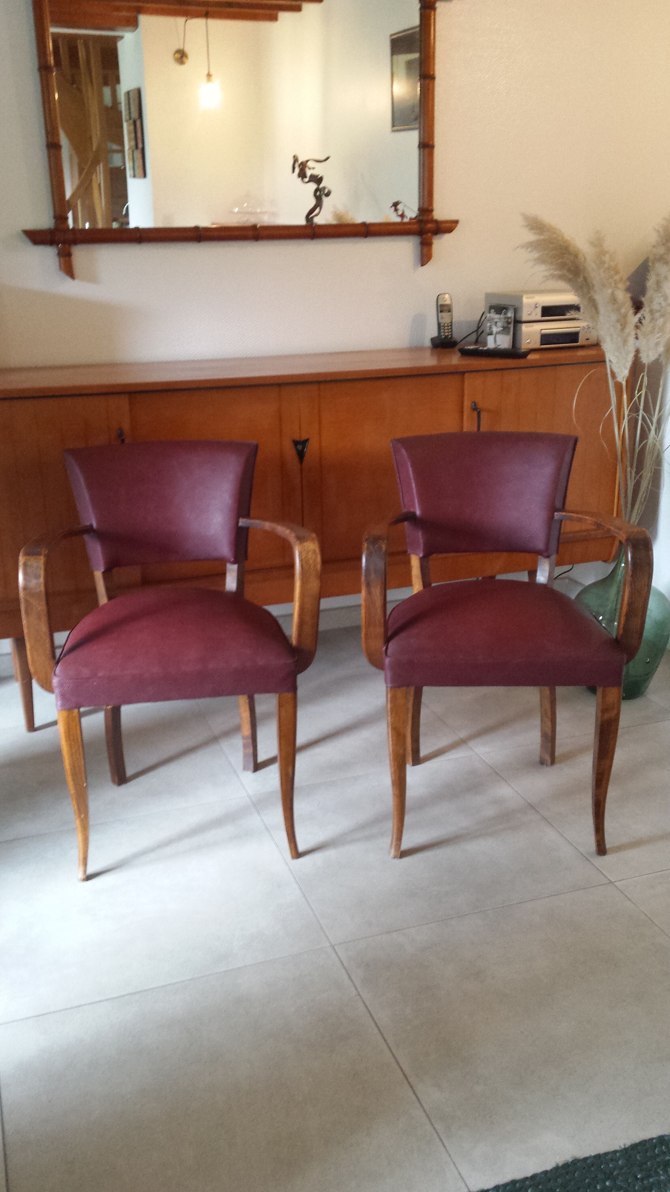raspberry-colored bridge chairs