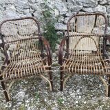 Pair of rattan armchairs