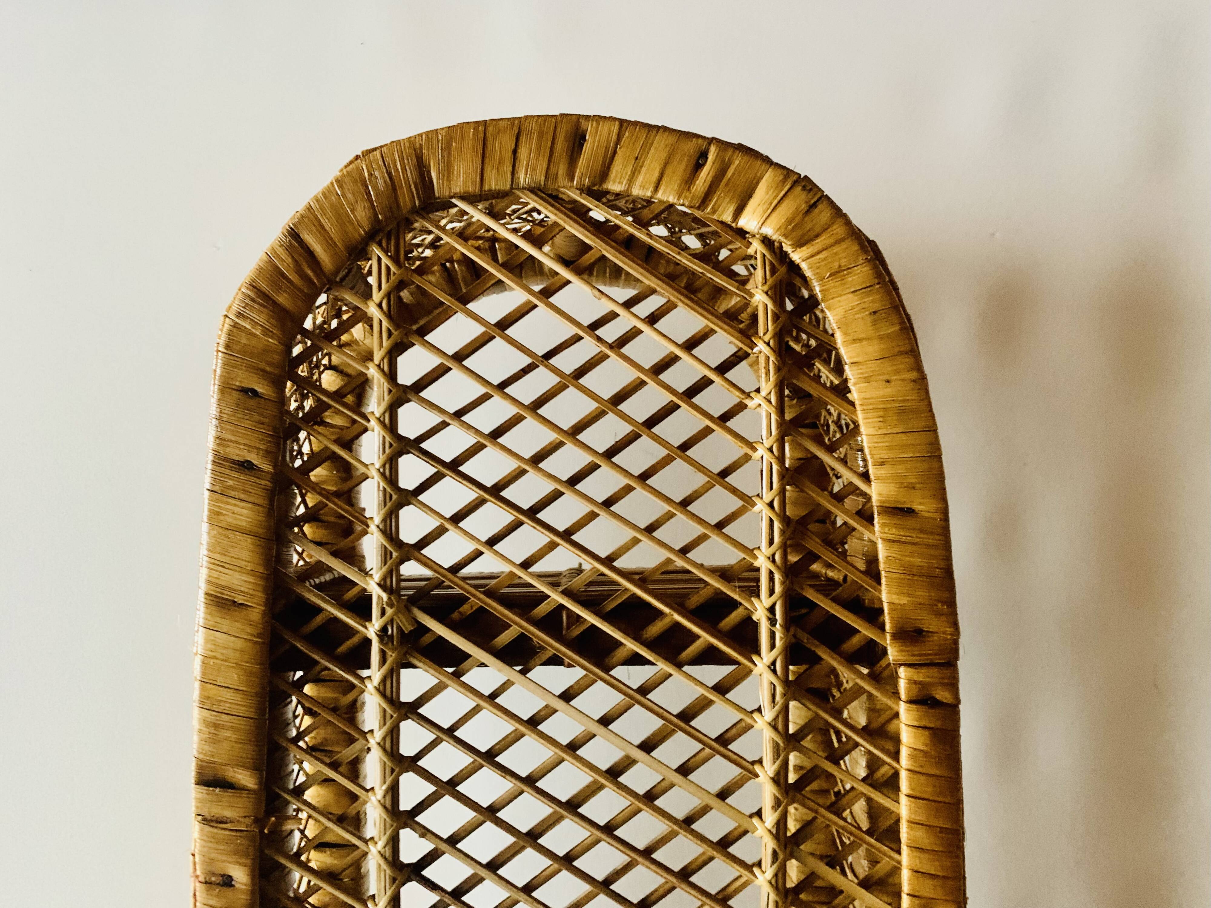 Vintage rattan and wicker shelf