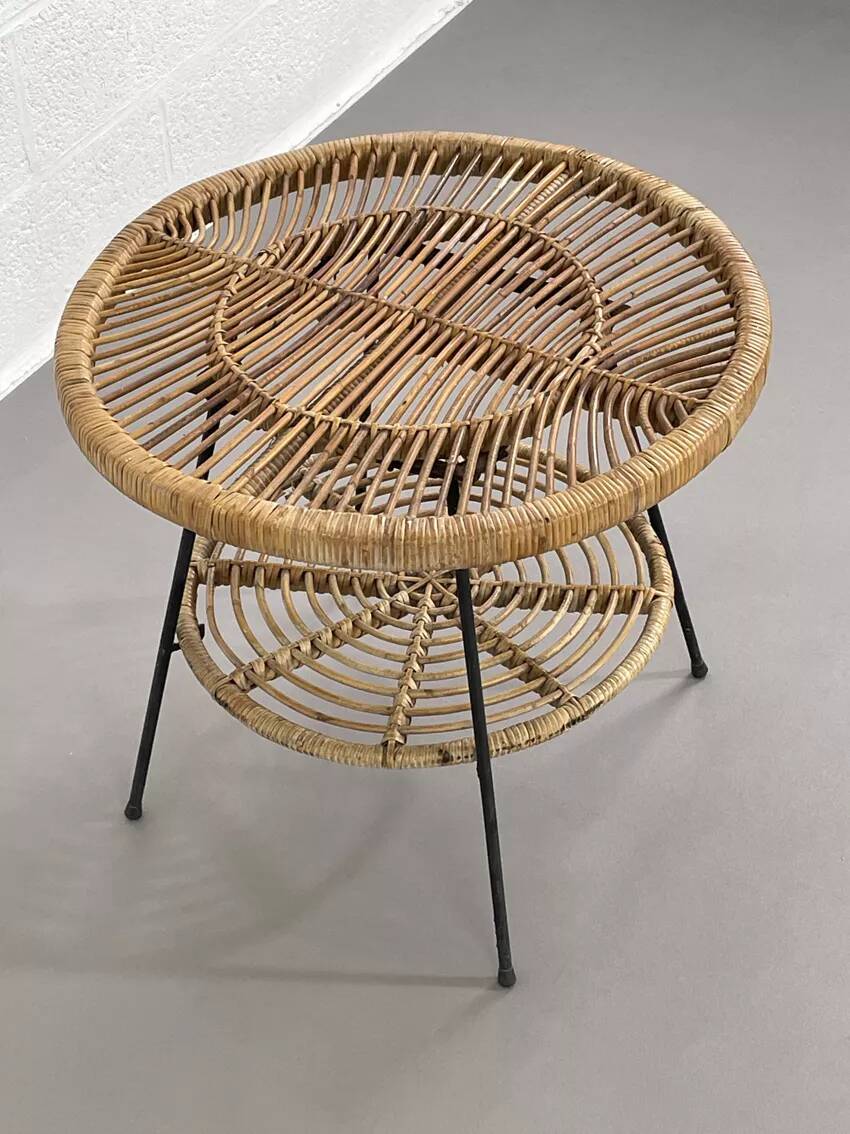 Rattan side table