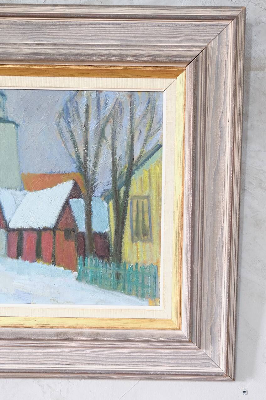 Tage Nilsson, Paysage moderne suédois, années 1960, Huile sur panneau, Encadré