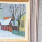 Tage Nilsson, Paysage moderne suédois, années 1960, Huile sur panneau, Encadré