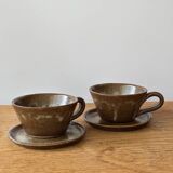 Vintage stoneware cups and saucers