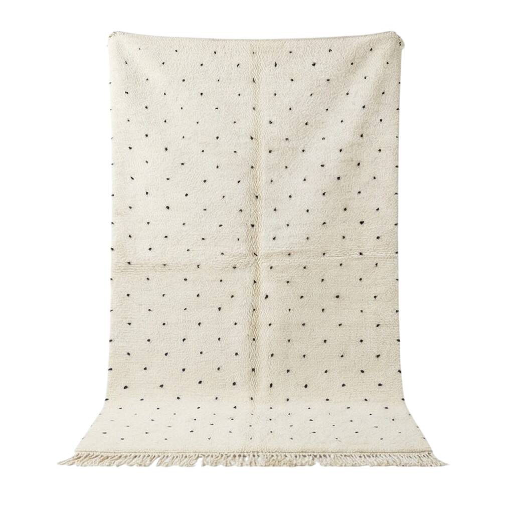 Cream Moroccan rug with black dots 150x250 cm