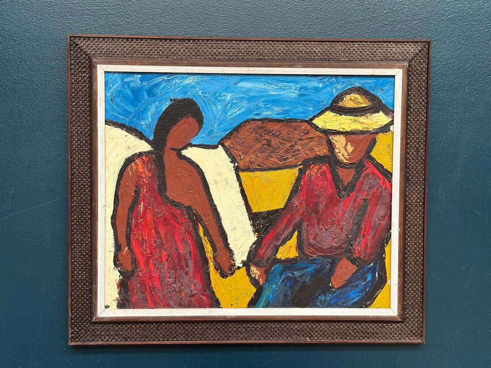 Original Swedish Oil on Canvas – “The Exchange” by Rollo – Signed – Vintage