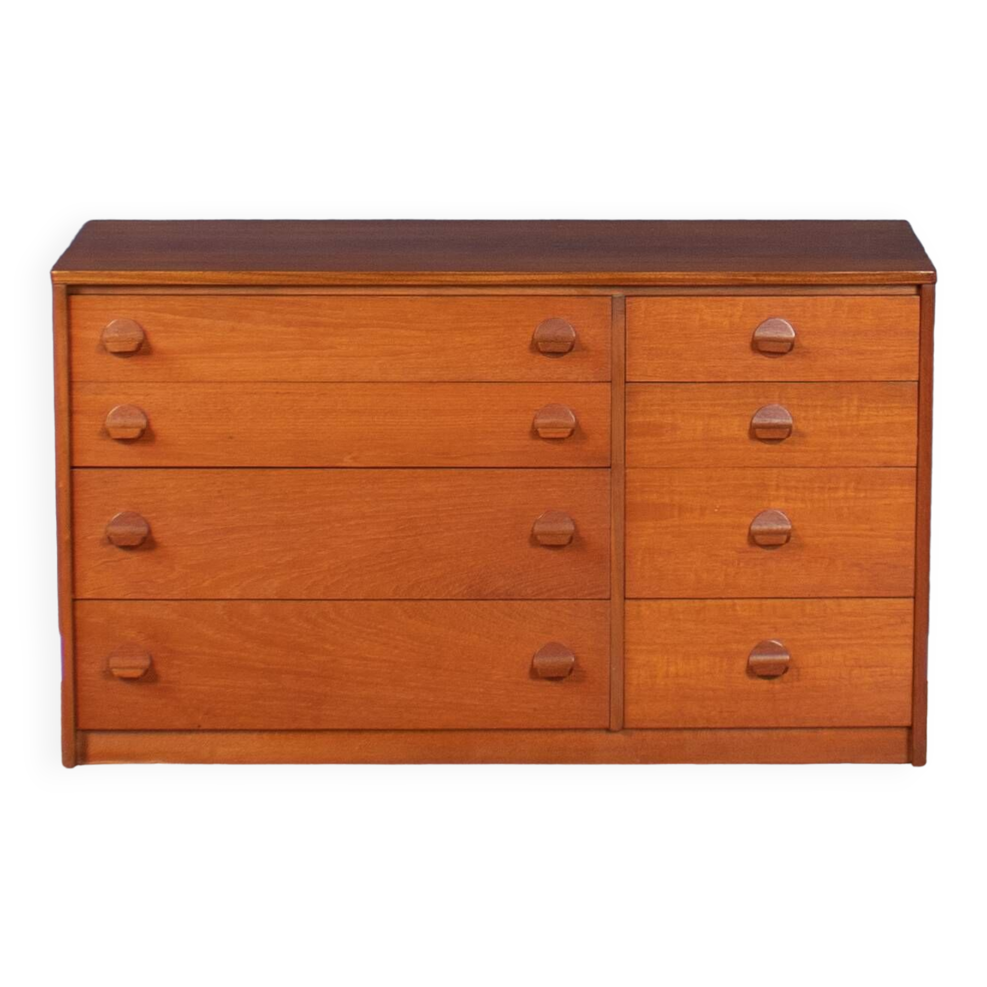 Retro Teak 1960s Stag 8 Drawer Chest Of Drawers Sideboard