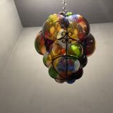 Suspension en fer forgé multicolore en verre de Murano, années 1950