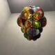 Murano glass multicolored wrought iron light pendant latern, 1950s