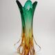 Vase en verre artistique aux nuances vert et ambre – années 60/70