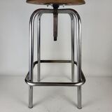 Industrial metal and wood stool