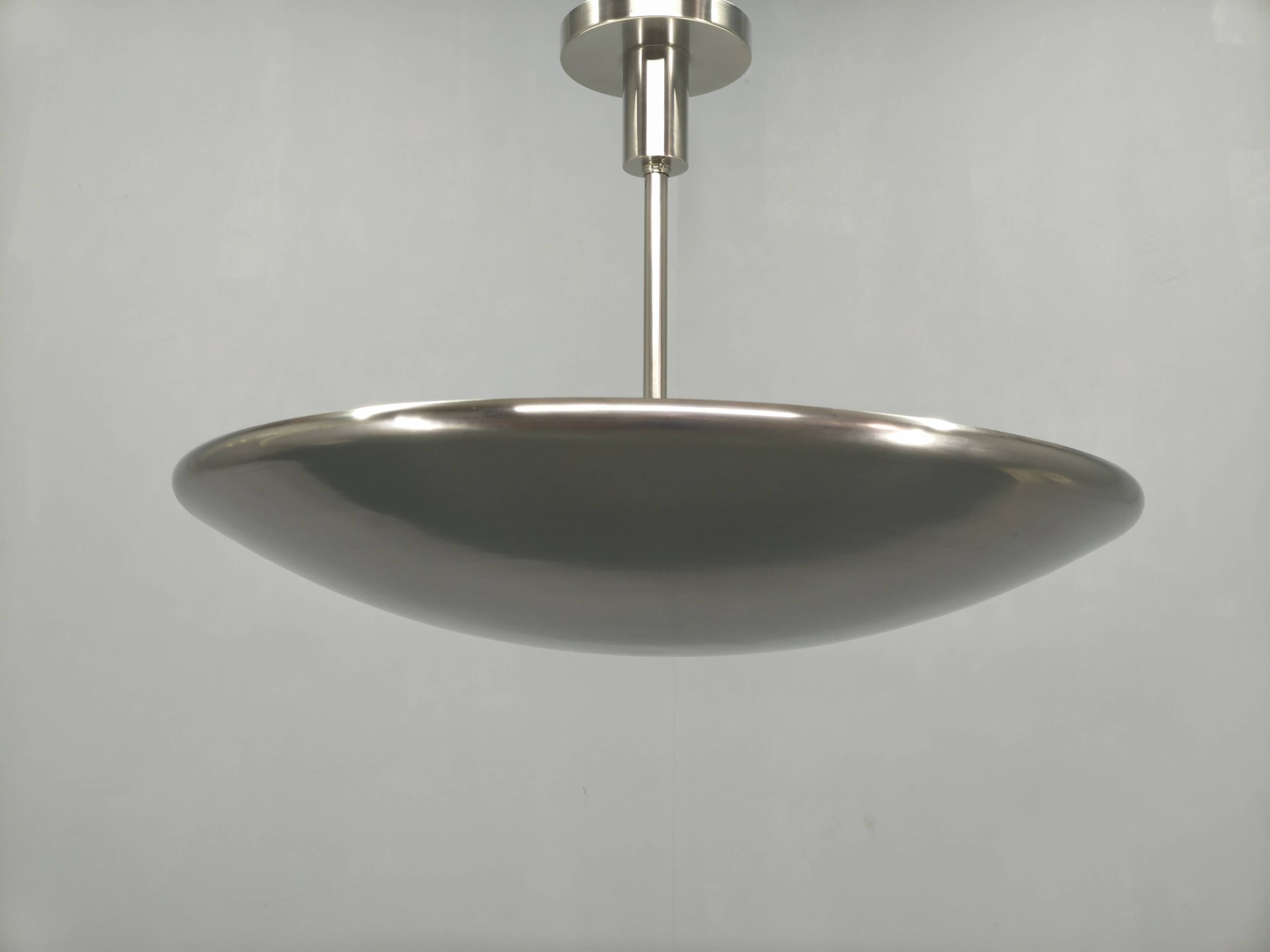 Bauhaus Indirect Ceiling Light, Nickel, Czechoslovakia 1930s