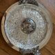 Art Nouveau presentation plate, cut crystal, silver-plated metal, vine leaves, 1900.