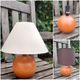 Bedside lamp foot ball blond wood, vintage plastic lampshade