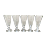 5 antique Caton-style champagne flutes in glass or crystal