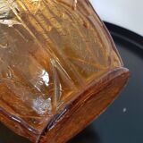 Caramel-colored cracked glass vase