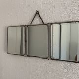 Miroir triptyque de barbier en verre biseauté, 1930