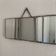 Vintage 1930s barber triptych mirror with camouflage beveled glass - 25 x 59 cm