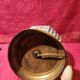 Antique ceramic lamp with brass or bronze base from the attic